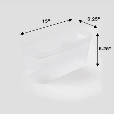 2pk Slim Open Storage Bins Clear - Brightroom™: Stackable Plastic Utility Tubs, 7.1 Volume, Nesting, Spot Clean 4 2pk Slim Open Storage Bins Clear - Brightroom™: Stackable Plastic Utility Tubs, 7.1 Volume, Nesting, Spot Clean - Image 4