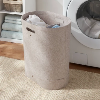 Felt Double Laundry Hamper Oatmeal - Brightroom™: Polyester, 6000 Volume, Adjustable, Open-Top, Kids & Baby Clothes Sorter 1 Felt Double Laundry Hamper Oatmeal - Brightroom™: Polyester, 6000 Volume, Adjustable, Open-Top, Kids & Baby Clothes Sorter
