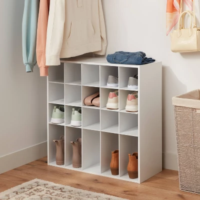 4 Tier Laminate Stackable Shoe Cubby White - Brightroom™ 1 4 Tier Laminate Stackable Shoe Cubby White - Brightroom™