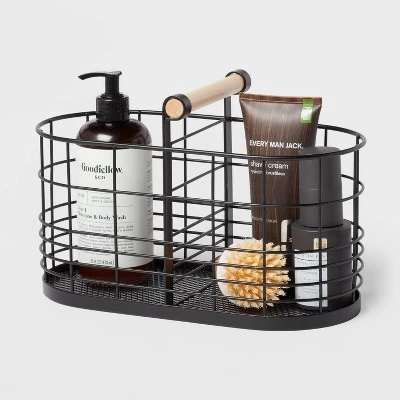 Divided Wire Basket With Wood Handle Black - Brightroom™ 2 Divided Wire Basket With Wood Handle Black - Brightroom™ - Image 2
