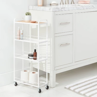 Skinny Storage Cart Matte White - Brightroom™: Iron Utility Cart, No Assembly, Narrow Profile -Brightroom Sales GUEST 37e99111 697d 4eee b762 79c72946ac9e