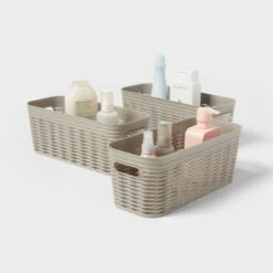3pk Wave Half Medium Decorative Basket Gray - Brightroom™ -Brightroom Sales GUEST 3a36570f 5fbc 4bdd bd76 74e2f890a24a