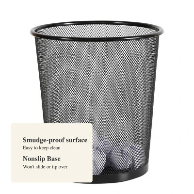 Mesh Waste Basket Black - Brightroom™: Steel, 3 Gallon, Nonslip Base, Fingerprint-Resistant, Indoor Mesh Trash Can 3 Mesh Waste Basket Black - Brightroom™: Steel, 3 Gallon, Nonslip Base, Fingerprint-Resistant, Indoor Mesh Trash Can - Image 3
