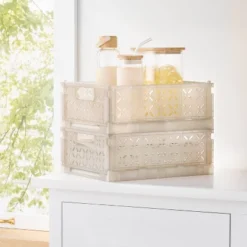 Rectangular Plastic Foldable Medium Crate Gray - Brightroom™