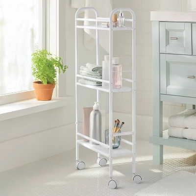 3 Shelf Narrow Metal Storage Cart White - Brightroom™ 1 3 Shelf Narrow Metal Storage Cart White - Brightroom™