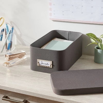 Small Decorative Fabric Box Charcoal - Brightroom™: Rectangle, Paper & Polyester, 5" H X 13" D X 7.5" W, Spot Clean 1 Small Decorative Fabric Box Charcoal - Brightroom™: Rectangle, Paper & Polyester, 5" H X 13" D X 7.5" W, Spot Clean