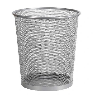 Mesh Waste Basket Silver - Brightroom™: Steel Wire Mesh, Office Trash Can, Nonslip Base, Fingerprint-Resistant 1 Mesh Waste Basket Silver - Brightroom™: Steel Wire Mesh, Office Trash Can, Nonslip Base, Fingerprint-Resistant
