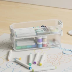 Click In Place 4.5qt Clear Slim Plastic Storage Bin With White Latch For Home And Office Organization - Brightroom™ -Brightroom Sales GUEST 584ab2cc 4bb4 453f 89ec 92c7c83f516e