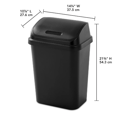 7.8gal Swing Top Waste Can Black - Brightroom™: Indoor Trash Bin With Lid, Textured Plastic, 21.375" Height 8 7.8gal Swing Top Waste Can Black - Brightroom™: Indoor Trash Bin With Lid, Textured Plastic, 21.375" Height - Image 8