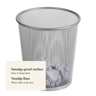 Mesh Waste Basket Silver - Brightroom™: Steel Wire Mesh, Office Trash Can, Nonslip Base, Fingerprint-Resistant 3 Mesh Waste Basket Silver - Brightroom™: Steel Wire Mesh, Office Trash Can, Nonslip Base, Fingerprint-Resistant - Image 3