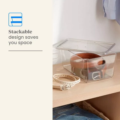 4L Stacking Clear Bin With Lid - Brightroom™: PET, Lidded, Stackable, Universal Storage, 10.15"x6.81"x4.52" 1 4L Stacking Clear Bin With Lid - Brightroom™: PET, Lidded, Stackable, Universal Storage, 10.15"x6.81"x4.52"