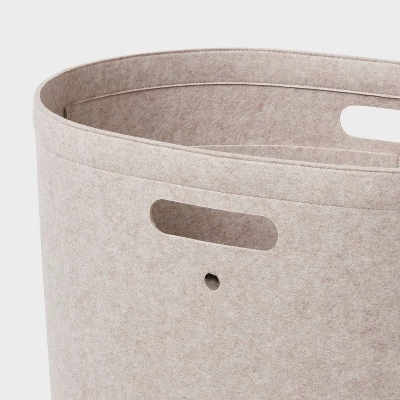 Felt Double Laundry Hamper Oatmeal - Brightroom™: Polyester, 6000 Volume, Adjustable, Open-Top, Kids & Baby Clothes Sorter 2 Felt Double Laundry Hamper Oatmeal - Brightroom™: Polyester, 6000 Volume, Adjustable, Open-Top, Kids & Baby Clothes Sorter - Image 2