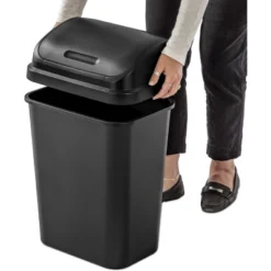 7.8gal Swing Top Waste Can Black - Brightroom™: Indoor Trash Bin With Lid, Textured Plastic, 21.375" Height 12 7.8gal Swing Top Waste Can Black - Brightroom™: Indoor Trash Bin With Lid, Textured Plastic, 21.375" Height -Brightroom Sales GUEST 63a5ad24 6df2 45cf 86e5 8dfd743d4b53