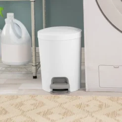 1.6gal Round Step Trash Can - Brightroom™: Compact Pedal-Operated Lid, Small Bathroom Bin, Textured White Finish 13 1.6gal Round Step Trash Can - Brightroom™: Compact Pedal-Operated Lid, Small Bathroom Bin, Textured White Finish -Brightroom Sales GUEST 6f979a69 a398 4b73 b4bc a8b6b2d574d1