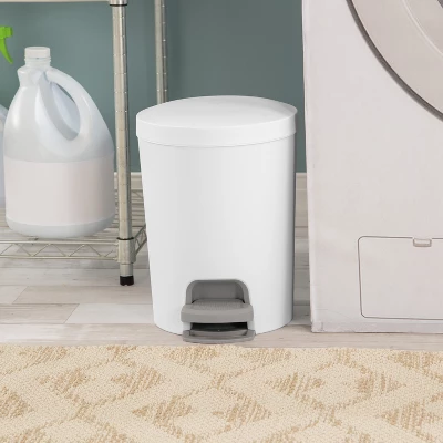1.6gal Round Step Trash Can - Brightroom™: Compact Pedal-Operated Lid, Small Bathroom Bin, Textured White Finish 4 1.6gal Round Step Trash Can - Brightroom™: Compact Pedal-Operated Lid, Small Bathroom Bin, Textured White Finish - Image 4