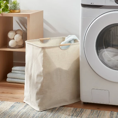 Canvas Rectangle Laundry Hamper - Brightroom™: Beige, 80L Capacity, Open-Top, Multipurpose Clothes Sorter, No Assembly Required 1 Canvas Rectangle Laundry Hamper - Brightroom™: Beige, 80L Capacity, Open-Top, Multipurpose Clothes Sorter, No Assembly Required