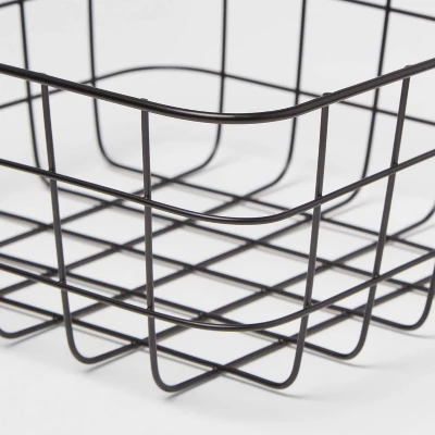 Small Wire Basket Black - Brightroom: Carbon Steel Storage, Square Decorative, 9.11" W X 6.1" D X 4" H 2 Small Wire Basket Black - Brightroom: Carbon Steel Storage, Square Decorative, 9.11" W X 6.1" D X 4" H - Image 2