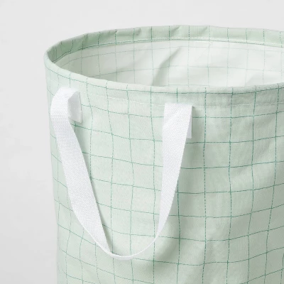 Scrunchable Round Laundry Hamper Green Stitch Grid - Brightroom™ 2 Scrunchable Round Laundry Hamper Green Stitch Grid - Brightroom™ - Image 2