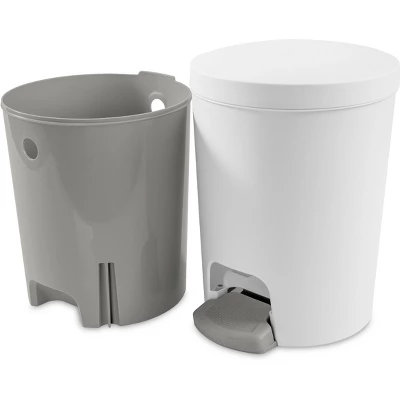 1.6gal Round Step Trash Can - Brightroom™: Compact Pedal-Operated Lid, Small Bathroom Bin, Textured White Finish 8 1.6gal Round Step Trash Can - Brightroom™: Compact Pedal-Operated Lid, Small Bathroom Bin, Textured White Finish - Image 8