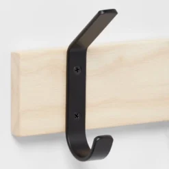 Mixed Material 4 Hooks Rail Matte Black On Light Wood - Brightroom™ -Brightroom Sales GUEST aa622537 f279 4ac8 aa80 eb27cd969b60