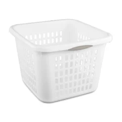 1.5bu Plastic Square Laundry Basket - Brightroom™: Medium White Clothes Hamper With Built-In Handles, Portable Storage -Brightroom Sales GUEST b3a07e8d 196b 494f a6c1 dc231ca035ec