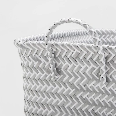 Large Woven Rectangular Storage Basket Gray/White - Brightroom™ 2 Large Woven Rectangular Storage Basket Gray/White - Brightroom™ - Image 2