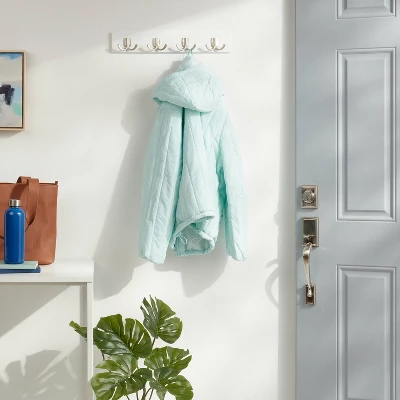 Modern Octopus 4 Hooks Rail Nickel/White - Brightroom™ 1 Modern Octopus 4 Hooks Rail Nickel/White - Brightroom™