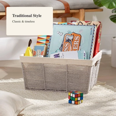 17" X 12" X 8" Large Woven Twisted Paper Rope Tapered Basket Gray - Brightroom™ 3 17" X 12" X 8" Large Woven Twisted Paper Rope Tapered Basket Gray - Brightroom™ - Image 3