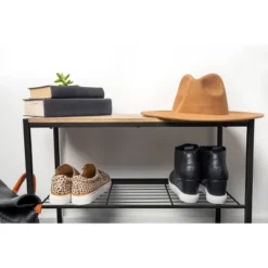 3 Tier Shoe Rack Black Metal With Natural Wood - Brightroom™ 16 3 Tier Shoe Rack Black Metal With Natural Wood - Brightroom™ -Brightroom Sales GUEST c78940d7 09ac 4528 9c99 1acfbc7d38b2