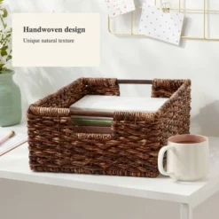 Woven Abaca Folio Bin - Brightroom™: Handwoven Brown Storage Basket, Rectangle, Lacquered Finish, Ethical Handcraft -Brightroom Sales GUEST c82c18cf 9f67 43f8 9b53 8b2a0b548aaf