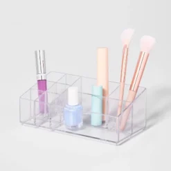 Bathroom Plastic 9 Slot Mixed Cosmetic Organizer Clear - Brightroom™: Makeup & Vanity Organizer Tray For Bathroom Countertop -Brightroom Sales GUEST c86e60e2 e1c8 4070 8398 113e68427840