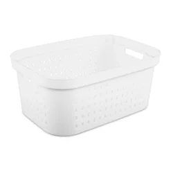 1.5bu Rectangle Modern Laundry Basket - Brightroom™: White Plastic Clothes Basket With Built-In Handles, Medium Size -Brightroom Sales GUEST cc28ac84 ff71 41ec aa28 778151e96fdd