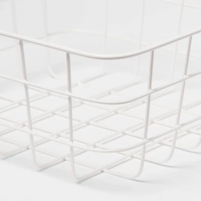 Small Wire Basket White - Brightroom: Carbon Steel, Powder-Coated, Decorative Storage, Square, 9.11"x6.1"x4" 2 Small Wire Basket White - Brightroom: Carbon Steel, Powder-Coated, Decorative Storage, Square, 9.11"x6.1"x4" - Image 2
