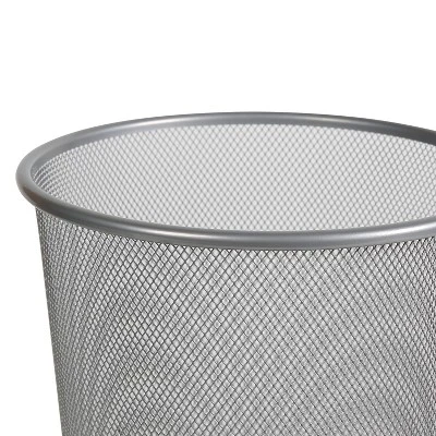 Mesh Waste Basket Silver - Brightroom™: Steel Wire Mesh, Office Trash Can, Nonslip Base, Fingerprint-Resistant 2 Mesh Waste Basket Silver - Brightroom™: Steel Wire Mesh, Office Trash Can, Nonslip Base, Fingerprint-Resistant - Image 2