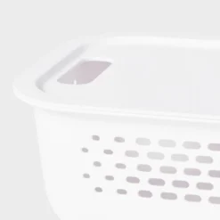 Narrow Small Decorative Plastic Bin White - Brightroom™: Modern Storage With Cut-Out Handles, 13" Cube Compatible 3 Narrow Small Decorative Plastic Bin White - Brightroom™: Modern Storage With Cut-Out Handles, 13" Cube Compatible -Brightroom Sales GUEST e027765e bf05 4de3 901a 6291fe6e8051