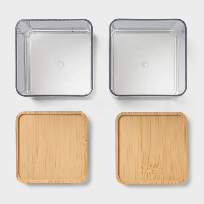 Extra Small Clear Canister With Bamboo Lid 2pk - Brightroom™ 2 Extra Small Clear Canister With Bamboo Lid 2pk - Brightroom™ - Image 2