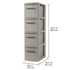 4 Drawer Skinny Tower Dark Gray - Brightroom™: Plastic Storage Drawers, Decorative Organizer, No Assembly Required -Brightroom Sales GUEST fc8bcf60 1bc3 4160 b63d 7756ae196877