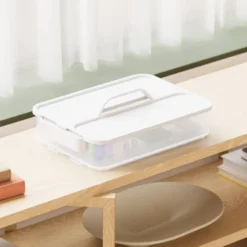 Click In Place 6.7qt Clear Shallow Plastic Storage Bin With White Latch For Home And Office Organization - Brightroom™ -Brightroom Sales GUEST ffd88927 ddb5 48af 946a 3273e62a3092